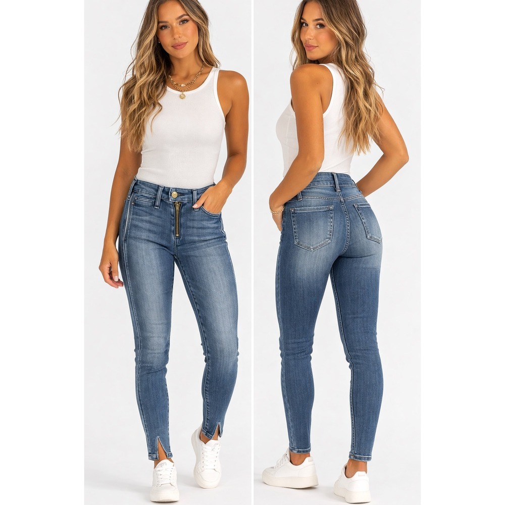 McGuire Gotham Slim‎ Jeans Revel Revel Side Stripe Exposed Zip Blue Size 24